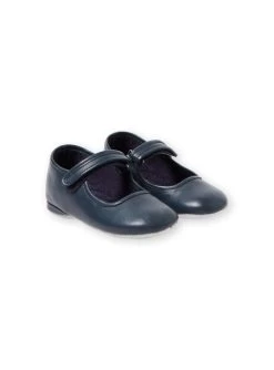 Chausson Babies Cuir Marine Enfant Fille
