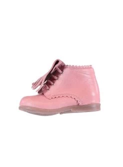 Bottillon Cuir Rose Avec Franges Amovible Bébé Fille