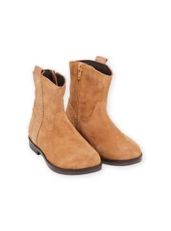 Bottines Montantes Cuir Camel Enfant Fille