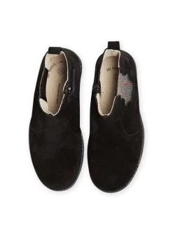 Boots Noires En Cuir Détails Paillettes Enfant Fille -Dpam 21XK3576D0D 090 4