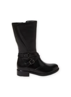 Bottes Cavalières Noires En Cuir Enfant Fille -Dpam 21XK3583D10 090 2