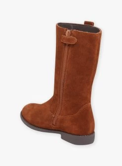 Bottes Montantes Camel En Cuir Et Pompons Enfant Fille -Dpam 21XK3584D10 804 3