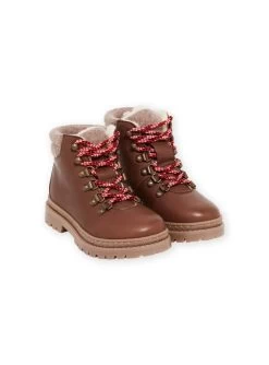 Boots Cuir Fourrées Marrons à Lacets Enfant Garçon