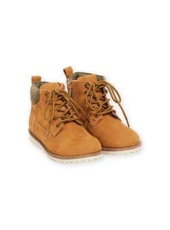 Boots Cuir Camel à Lacets Enfant Garçon