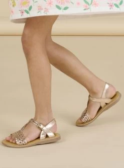 Sandales à Effet Tissé Dorées Enfant Fille