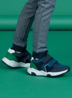 Baskets Bleu Marine Et Vertes Enfant Garçon