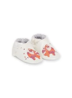Chaussons Blancs à Motifs Oiseaux Bébé Fille