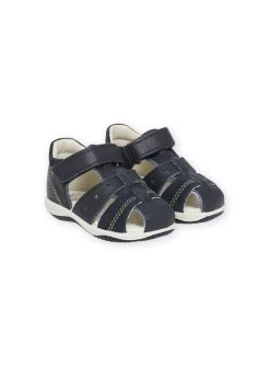 Sandales En Cuir Bleu Marine Bébé Garçon