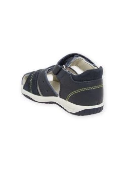 Sandales En Cuir Bleu Marine Bébé Garçon -Dpam 22KK3845D0E 070 3