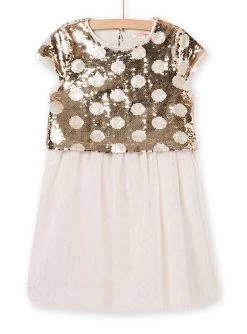 Robe Or Clair à Sequins Réversibles Enfant Fille