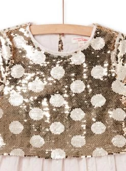 Robe Or Clair à Sequins Réversibles Enfant Fille -Dpam 22S901Q4ROB K008 4