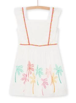 Robe écrue à Motifs Palmiers Enfant Fille -Dpam 22S901V1ROB 001 1
