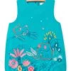 Robe Boule Bleu Turquoise Brodée En Popeline Bébé Fille -Dpam 22SG09O3ROB 202 1