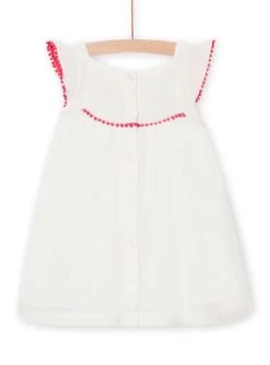 Robe écrue Broderies Fleuries Bébé Fille -Dpam 22SG09R2ROB 001 2