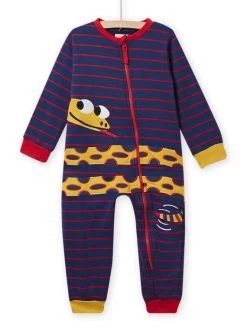 Surpyjama Bleu Marine à Rayures Et Motif Serpent Enfant Garçon
