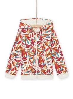 Sweat à Capuche à Imprimé Feuillage