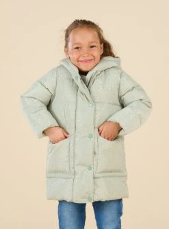 Doudoune à Capuche à Imprimé Pois Dorés