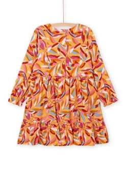 Robe Fluide à Volants Et Imprimé Feuille Multicolore -Dpam 22W901N1ROB B107 6