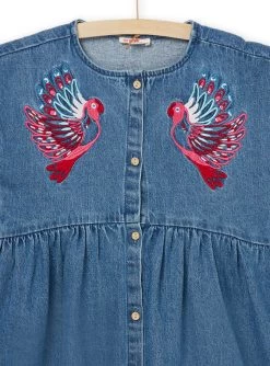 Robe En Jean à Manches Courtes à Animation Perroquets -Dpam 22W901O1ROB P274 2 1