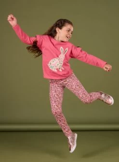 Pantalon Molleton Fourré à Imprimé Fleuri