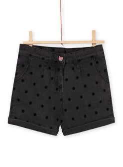 Short En Jean à Imprimé Pois En Flock