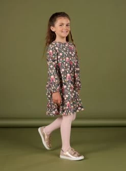 Robe En Velours Manches Longues Imprimée