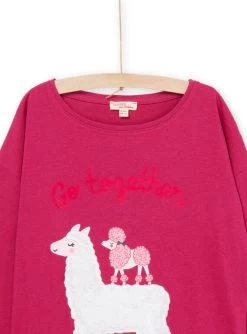 T-shirt à Manches Longues à Imprimé Lama Et Chien -Dpam 22W901R2TML D312 2