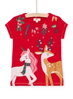 T-shirt à Animation Licorne Et Renne