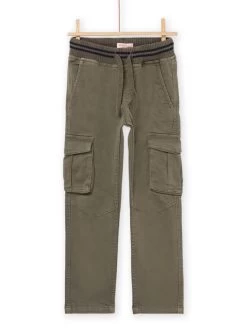 Pantalon Cargo Kaki à Taille élastiquée