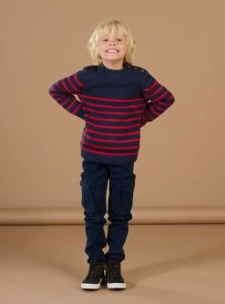 Pantalon En Toile Uni Bleu