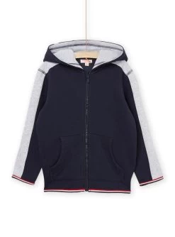 Veste De Jogging à Capuche Bleu Et Gris Chiné