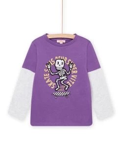 T-shirt Manches Longues Motif Squelette Violet -Dpam 22W902L1TML 708 3