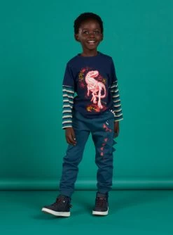 T-shirt à Manches Longues Rayées Et Motif Dinosaure