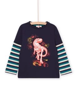 T-shirt à Manches Longues Rayées Et Motif Dinosaure -Dpam 22W902P1TML 705 3