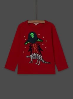 T-shirt Manches Longues Motif Vaisseau Spatial