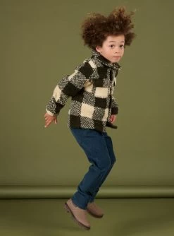 Veste En Sherpa à Carreaux Bicolores