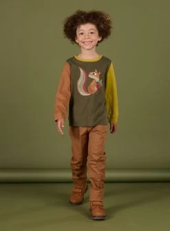 T-shirt à Manches Longues Bicolores à Motif écureuil