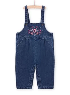 Salopette En Jean à Broderies Fleuries