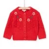Cardigan Rouge à Animation Jacquard