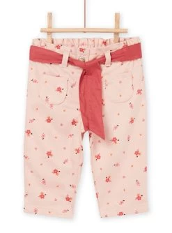 Pantalon Imprimé Avec Ceinture Amovible Contrastée