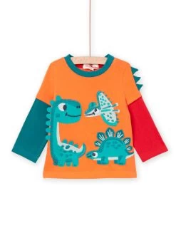 T-shirt Manches Longues à Animation Dinosaure Multitechniques