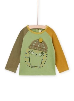 T-shirt Tricolore Avec Animation Hérisson Multi-techniques