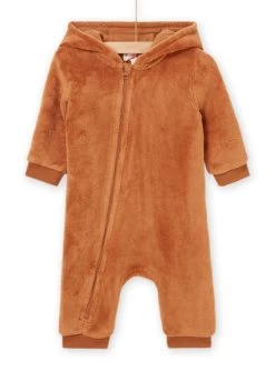 Combinaison Unie Marron En Fourrure Synthétique