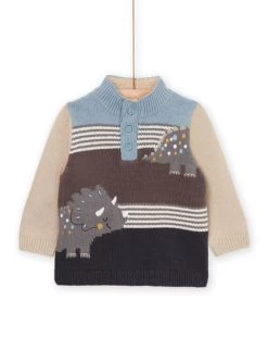 Pull En Tricot Avec Animation Jacquard Et Dinosaure