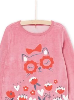 Ensemble Pyjama Pull Et Pantalon à Motif Fleurs Et Chats -Dpam 22WH1124PYJ D318 3