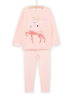 Pyjama T-shirt Et Pantalon En Velours à Motif Cerf -Dpam 22WH1135PYJ D327 1 1