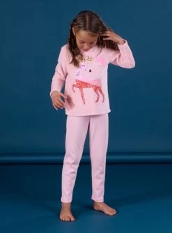 Pyjama T-shirt Et Pantalon En Velours à Motif Cerf