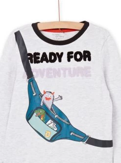 Pyjama Long Gris Chiné Et Turquoise -Dpam 22WH1213PYJ J920 5