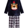 Pyjama T-shirt Et Pantalon En Velours à Animation Ours -Dpam 22WH1231PYJ 705 2