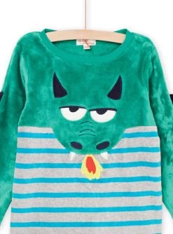 Pyjama T-shirt Et Pantalon En Velours à Animation Dragon -Dpam 22WH1239PYJ 600 2 1